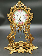 Vintage 24k Gold Plated Gebr- Winter Mantel Clock  picture