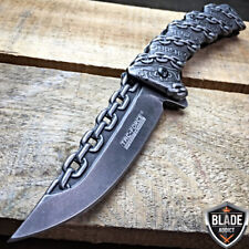 TAC-FORCE CHAIN Stonewash Spring Assisted Blade Folding OPEN Pocket Knife picture