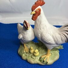 Homco chickens rooster hen and two chicks figurine bisque porcelain 1458 picture