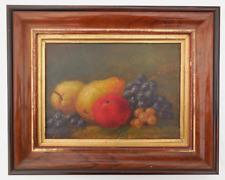 Antique C19th Victorian Oil Painting on Board Still Life with Fruit Signed c1880 picture