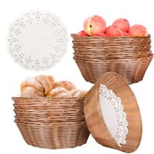 8 Pcs Round Large Plastic Bread Basket, Wicker Basket for Serving 10 x10 x3.3... picture