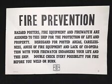 1967 VINTAGE - BETHLEHEM STEEL - Paper Sign ( NOS ) SHIP FIRE PREVENTION picture