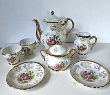 Vintage Victorian Romeo and Juliet Teapot Set Gold Trim Made in Japan 7