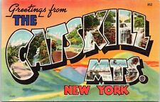 Large Letter Greetings from Catskill Mountains, New York - c1940s Linen Postcard picture