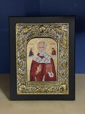 Saint Nicholas -SILK SCREENS ICONS SILVER PLATED 950 - 6.69 x 8.66 inches picture