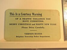 c1960 Courtesy Warning holidays Brighton Township Police Dept PA Beaver County * picture