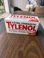 Rare Vintage Tylenol 50 Solid Gelcaps Capsules EXP 2001 Sealed Box Full Bottle picture