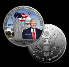  STUNNING DETAIL COLORIZED DONALD TRUMP &100 Banknote & Coin W/ CASE~U.S SELLER picture