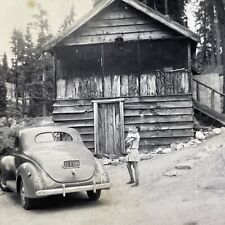 Vintage 1941 Fawnskin Hunting Cabin Big Bear Lake CA Stereoview Photo Card P503 picture