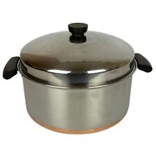 Revere Ware 6 Qt Stock Pot Dome Lid Copper Clad Stainless Steel Double Ring Pre  picture