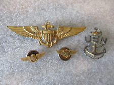 WWII ERA US NAVY AVIATOR WINGS PINS (LGB+H-H IMPERIAL)+STERLING USN ANCHOR- READ picture