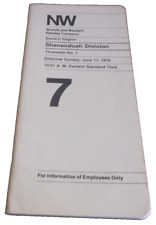 JUNE 1978 NORFOLK & WESTERN N&W SHENANDOAH DIVISION EMPLOYEE TIMETABLE #7 picture