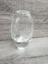 Vtg Etched Glass Floral Clear Glass Crystal Bud Vase Small picture