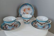 Set Of 3 VTG Betsons 1950's Japanese Hand Painted Dragon Demitasse Cup & Saucer picture