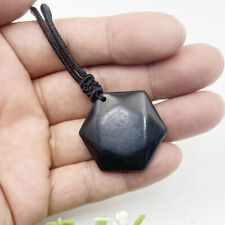 Shungite Stones Crystal Necklace Rope Pendant Reiki Healing Protection EMF Gift picture