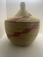 Authentic Large African Coiled Basket and Lid Sweet Grass  (WISHING BASKET) picture