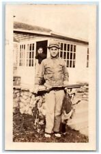c1920's Hunter Shotgun Man Duck Hunting Game View RPPC Photo Unposted Postcard picture