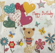TWO Individual Decoupage Paper Luncheon Napkins 3-Ply Happy Birthday BALLOONS picture