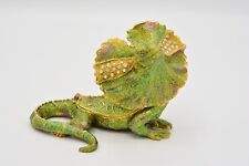 Vintage Rucinni Lizard Iguana Trinket Box Rhinestone Glitter Enamel Signed picture
