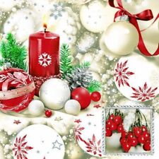 2 Individual Paper Lunch Decoupage Napkins Christmas Candle Ornament picture