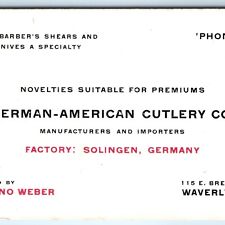 c1940s Waverly IA German-American Cutlery Business Card Knife Salesman Weber C49 picture