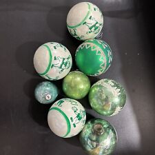 Vintage Shiny Brite Green Elf Glitter Assorted Mercury Glass Christmas Ornaments picture