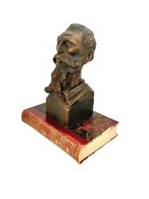 Bust Don Quixote Statue Bearded Man Vintage  Carved Wood Office Bookshelf Decor picture