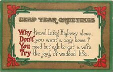 Postcard 1908 Leap Year Arts & Crafts saying artist impression TP24-1532 picture