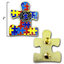 EE-019 Autism Puzzle Piece Pins with dual pin posts and deluxe pin clasps (2 inc picture