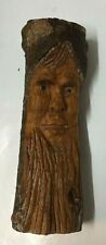 Wood Spirit Carved into Hard wood log free standing 7 3/4