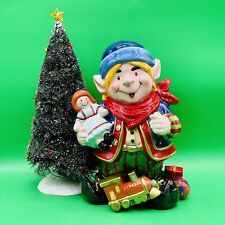 Signature Home Collection Holiday Christmas Ceramic Elf Figure 12” Tall picture