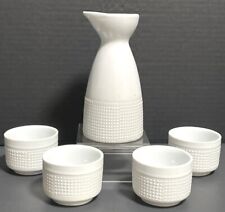 Sake Set of 5 Piece White Porcelain, Textured Surface from World Market Vintage picture