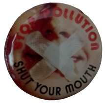 Vintage TOPPS Batty Button Pin 70s STOP POLLUTION SHUT YOUR MOUTH Made in JAPAN picture