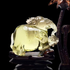 5.7LB Top Natural Citrine Elephant Quartz Crystal Skull Reiki healing + Stand picture