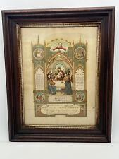 Vintage Remembrance of First Holy Communion Framed German Certificate 1893 picture