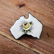 Australian Map Tie Pin Badge Brooch Lapel Australia Shape Floral Metal Vintage picture