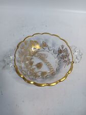 Vintage 50th Anniversary 22K Gold on Crystal Plate Dish Silver City Glass Co #29 picture