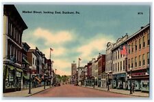 Sunbury Pennsylvania Postcard Market Street Looking East c1940 Vintage Antique picture