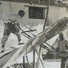 China Peking Chinese Saw Mill Men Carpenters Milling Lumber Stereoview G351 picture
