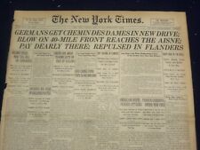 1918 MAY 28 NEW YORK TIMES - GERMANS GET CHEMIN DES DAMES - NT 8186 picture