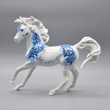 Custom Hand Painted Ethereal Mold Breyer Horse - Glossy Blue Floral - 1:9 Scale picture