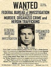 1936 CHARLES LUCKY LUCIANO MAFIA GANG MOB NYC WANTED POSTER 8.5X11 PHOTO PICTURE picture