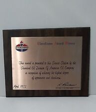 Standard Oil / American Oil Company Cleanliness Award Winner Plaque 1972 picture