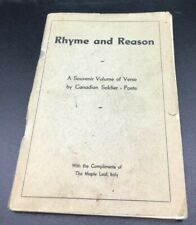 1945 Rhyme and Reason -A Souvenir Volume of Verse by Canadian Soldier - Poets picture