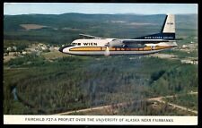 FAIRBANKS Alaska Postcard 1962 Wien Airline Fairchild Airplane picture