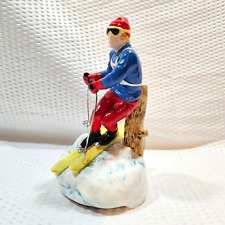 Schmid Ceramic Music Box Man Snow Skiing Winter Sport picture