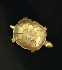 Vintage Brass Turtle Trinket Dish Aged Patina Figurine picture
