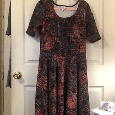 LuLaRoe Womens Black Brown Floral Short Sleeve Scoop Neck A Line Dress Size XL picture