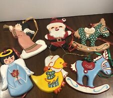 Vintage Christmas Ornaments Handmade Ceramic Santa Duck Angels Rocking Horse picture