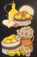 Vintage Syroco Inc Homco Flower Lemon Fruit Wall Plaques Decor Yellow picture